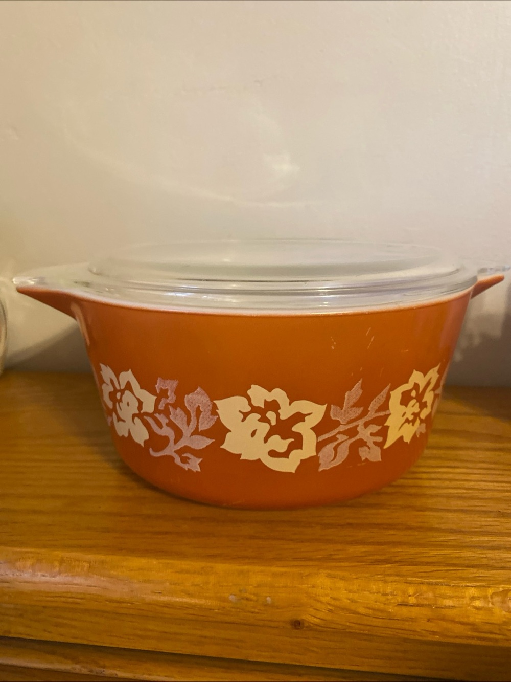 Vintage Pyrex Terra Cotta Rose 1:5 Quart 474-B with Glass Lid 474-C